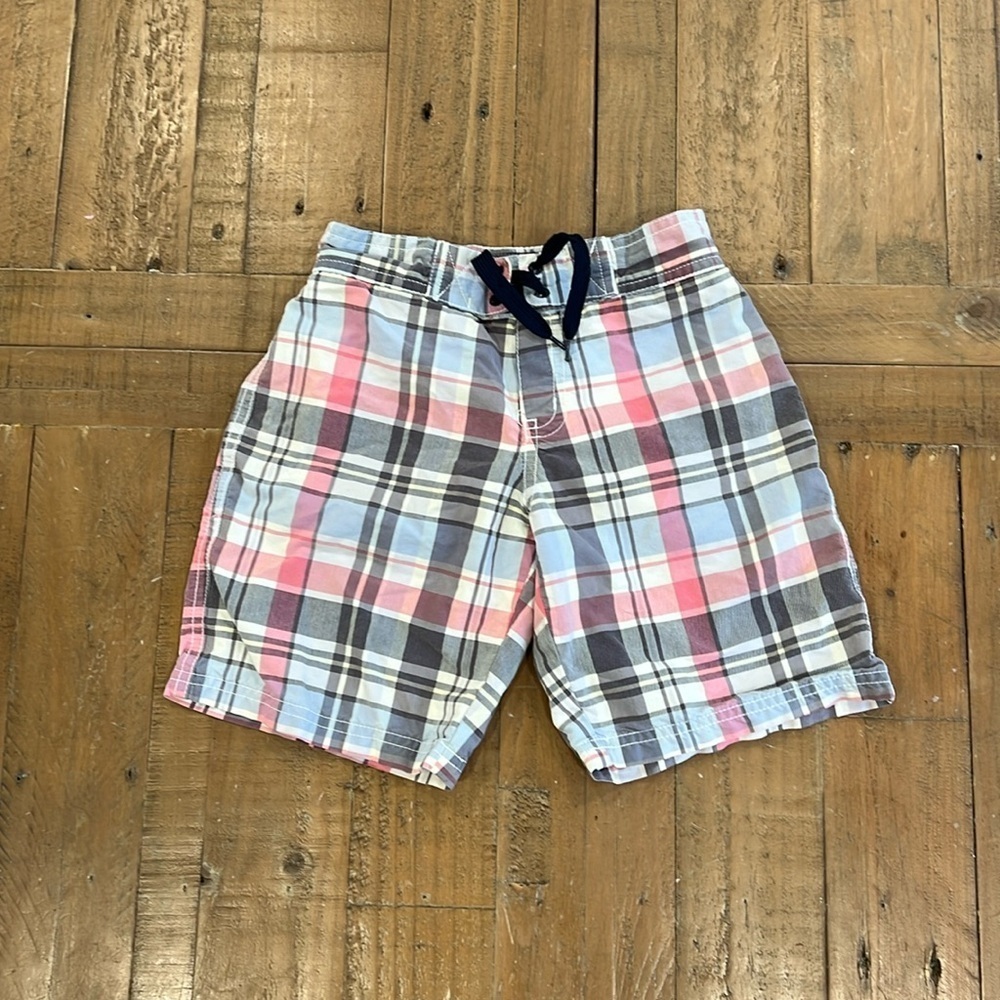 Janie and jack washed plaid swim trunks